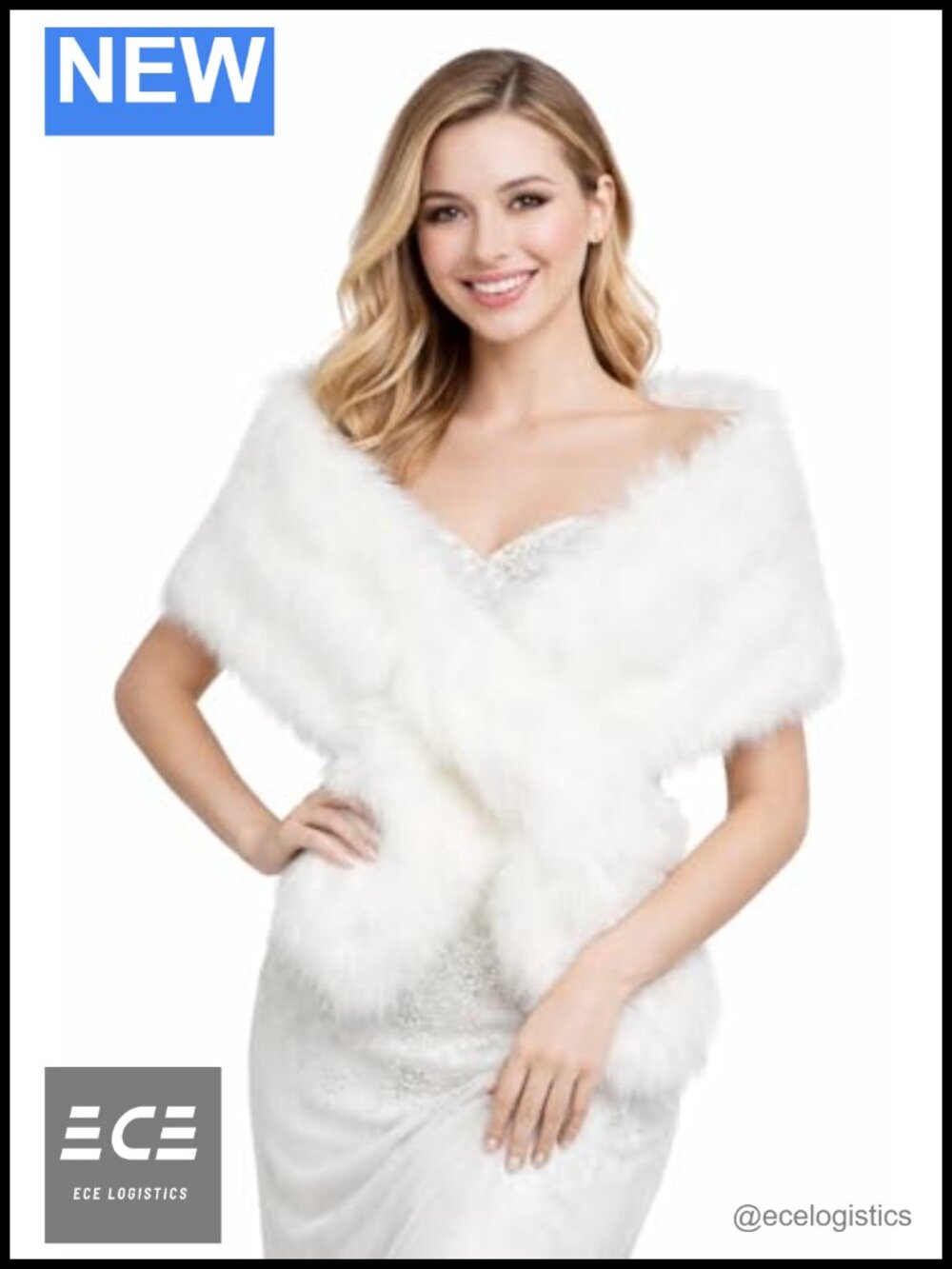 Faux Fur Shawl Satin Lined Bridal Wrap Warm Wedding Cover Up